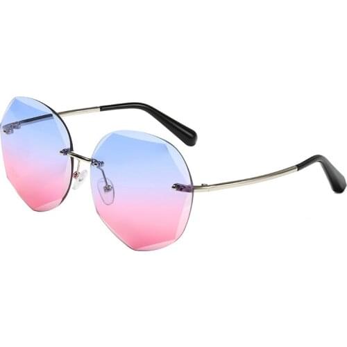2021 New Sunglasses Female Polygonal Crystal Sunglasses Trimming Round Face Slimming Star Sunglasses 776