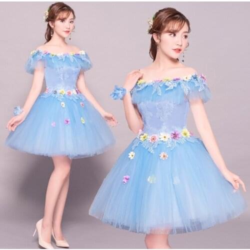 Newsky blue sweat lady girl women princess bridesmaid banquet performance dancing party dress gown