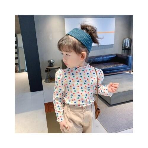 Girls Clothes 2021 New Childrens Bottoming T Shirt Spring and Autumn Korean Style Baby Long-sleeved Love Top T-shirt Kids Tees