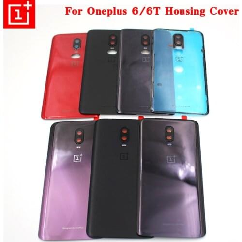 Glass Battery Back Cover Original For Oneplus 1+ 6 T 6T Six Rear Door Housing Panel Case Phone Replacement + Camera Lens Housing