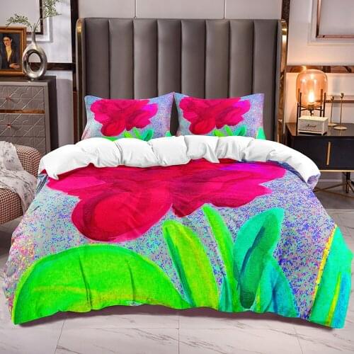 Floral Duvet Cover for Kids Teens Adults Red Flowers Print Bedding Comforter Cover Sets with Zipper Closure Botanical Plants