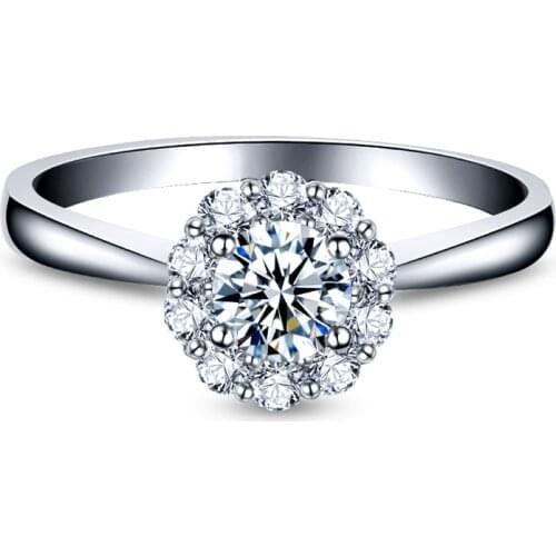 0.22ctw Round Cut Engagement Ring Halo 14k White Gold Solitaire small size Diamond For Bridal Fine Jewelry