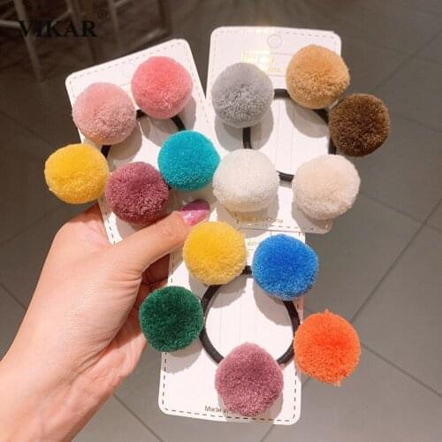 New Girls Cute Five Hairball Elastic Hair Band Scrunchie Women Sweet Felt Ponytail Holder Hair Rope Rubber Band Hair Accessories