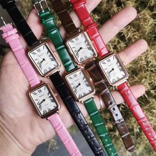 Luxury Fashion Rectangle Women Watches Qualities Roma Retro Ladies Wristwatches Quartz Clock Casual Vintage Leather Female Watch