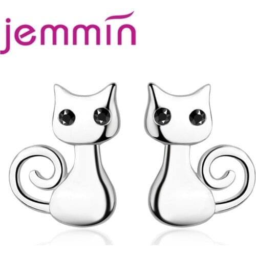 Hot Selling Fashion Exquisite Jewelry Accessories Lovely 925 Sterling Silver Cat Earrings Stud Earrings For Women Girls