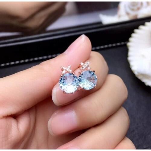 Natural And Real Topaz gemstone earrings S925 silver earrings women fashion earrings New year gift