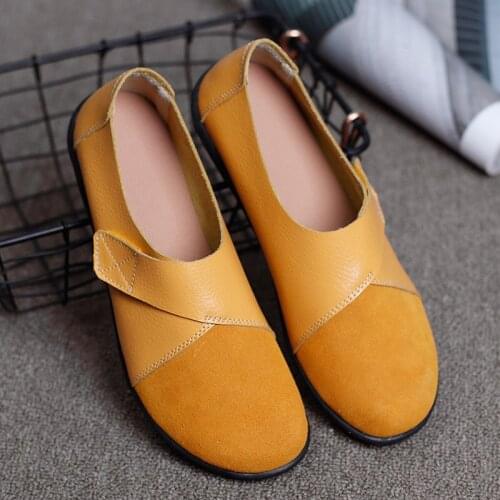 Pop Genuine Leather shoes Solid Women Flats summer Loafers Ladies Casual Shoes comfy Ballerina Lace Up Moccasins 569