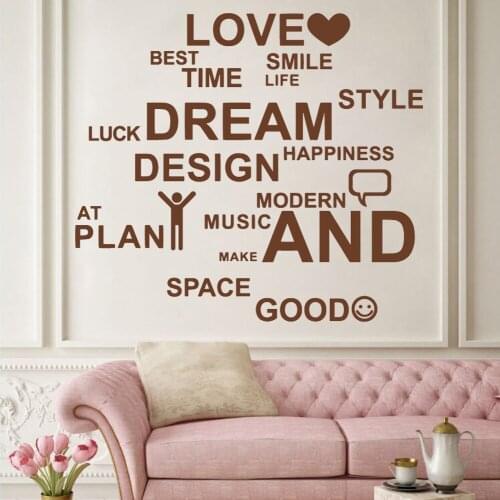 Vinyl Pretty love dream plan happiness Wall Stickers Home Decoration Removable Bedroom Nursery Decor Wall Decals Murals HY1863