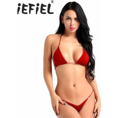 Girls Bikini Swimsuit Women 2019 Sexy Womens Bikini Lingerie Set Micro Halter Top + G-String Set Swimsuit Beachwear Outfits