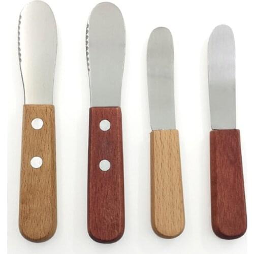 1Pcs Cheese Tool Kitchen Accessories Stainless Steel Cutlery Cream Scraper Wood Handle Butter Spatula Breakfast Wooden Handle