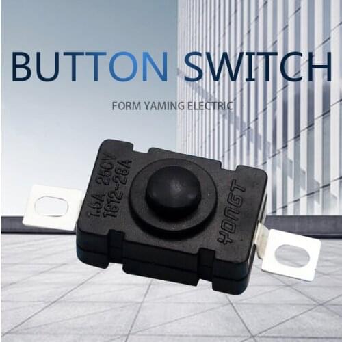 100pcs Black Push Button Switch Press KAN-28 Light Flashlight 1.5A 250V Locked Latching 18X12mm