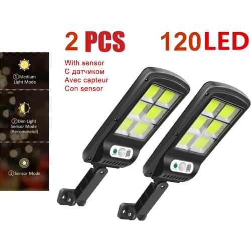 2pcs tabular oblong 120LED Solar Light Outdoors Motion Sensor solar Wall Lamp Waterproof Spotlights Garden Decor Emergency Stree