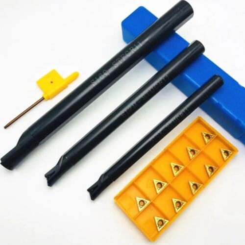 3PCS S10K-STUCR11 S12M-STUCR11 S16Q-STUCR11 95 degree spiral turning tool holder hss boring bar + 10PCS TCMT110204 carbide tools