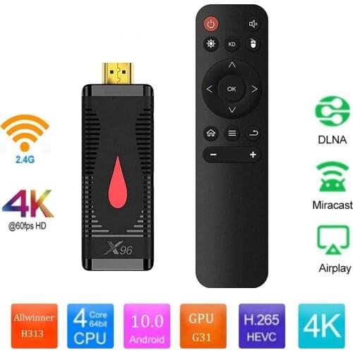 4K TV Stick X96 S400 Allwinner H313 Quad Core 2GB RAM 16GB ROM 2.4G Wifi Android 10.0 Smart TV Box 1080P HD Media Player