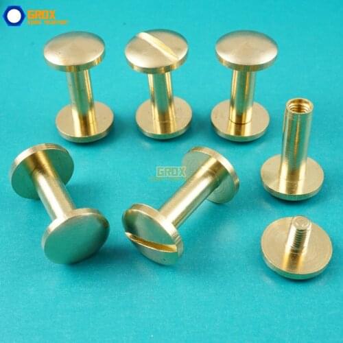 50 Set 10*12mm Solid Brass Rivet Chicago Screw for Leather Craft Belt Wallet / Cambered