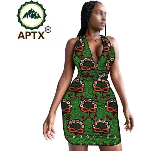 African Clothing For Women V Collar Sleeveless Floral Skirt Above Knee Dashiki Ankara Style Sleeveless Strapless Dress Pure Cott