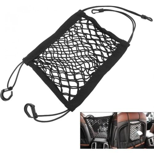 Black 30 x 25CM Oxford Cloth + Screen Yarn Portable Universal Car Front Seat Storage Screen Pocket with Four PP Fixed Hooks