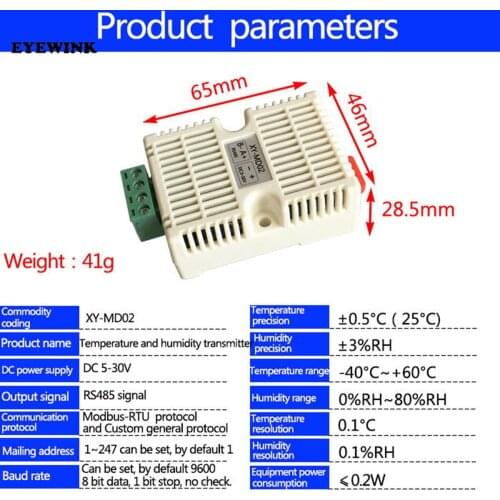 Temperature & Humidity Transmitter SHT20 Sensor High Precision Monitoring Modbus RS485 Dec12 Dropship