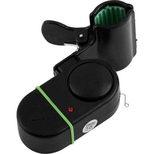 Electronic Bite Fish Strike Sound Alarm Sensor Bell Fishing Rod Pole Tackle W/ LED Light with 3xAG-13 Button Cell Black