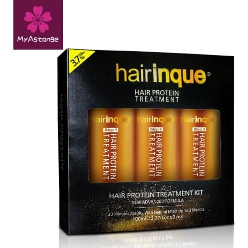 HAIRINQUE 3.7 percent 24K Gold therapy keratin hair treatment hair care set 100ml x 3 bottles 30 mins repair damaged hair