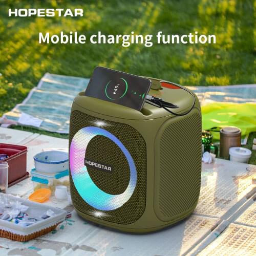 HOPESTAR Party100 High Power Bluetooth Speaker 50W 10000mAh Powerful subwoofer portable Column Boombox LED With Microphone
