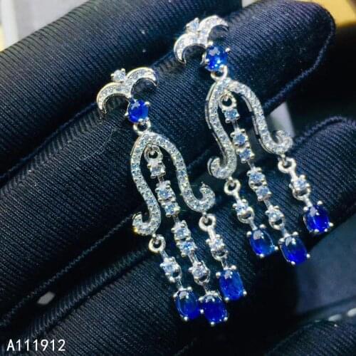 KJJEAXCMY fine jewelry natural sapphire 925 sterling silver women earrings support test popular
