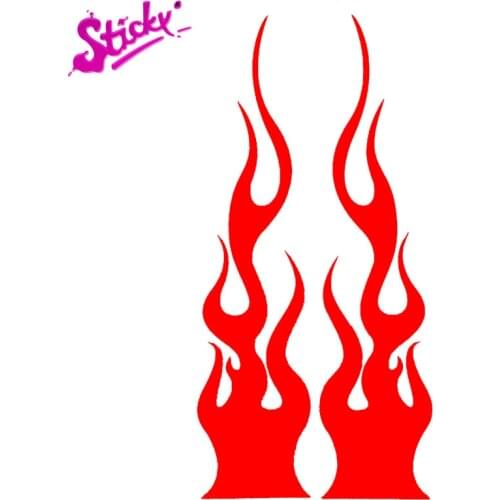 STICKY 2pcs Flame Decals For Helmets Motorcycles Stickers Phone Tablet Hard Hat Laptop Trunk Guitar Car Sticker Decal Decor