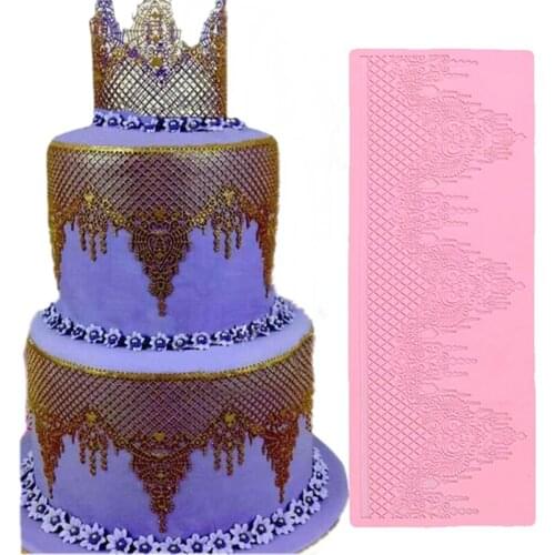 Aomily Lace Jewellery Wedding Cake Silicone Beautiful Lace Fondant Mold Mousse Sugar Craft Icing Mat Pad Pastry Baking Pad Tool