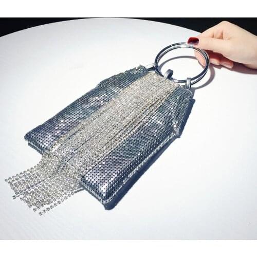 Celebrity hand holding dinner small handbag new 2019 fringed dress bag fashion handbag