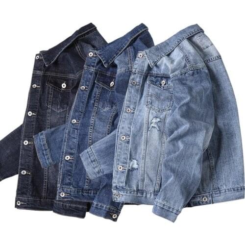 Hot Sale Spring Autumn Mens Denim Jacket Classic Cool Hombre Jean Overcoat Simple Casual Solid Color Cowboy Jackets Tops M-4XL