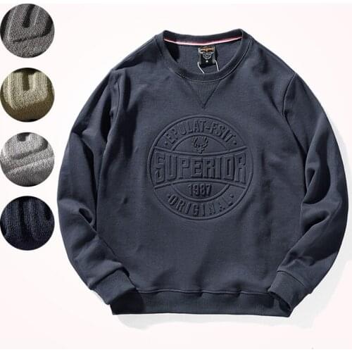 American Retro Terry 3D Letter Printed Hoodies Mens Pure Cotton Washed Old Pullover Knitted Long Sleeve O-neck Casual Sportwear