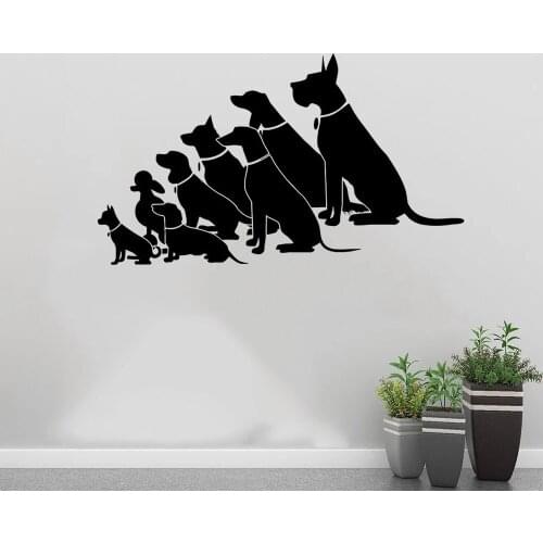 Many Sitting Dogs Wall Decals Pet Shop Grooming Salon Wall Sticker Different Dog Breeds Window Decal Home Decoration PH26