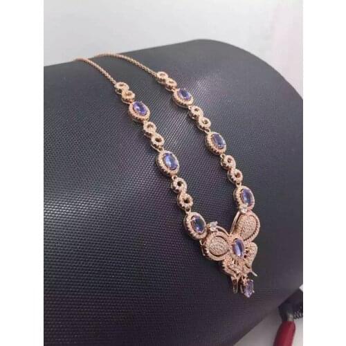 Natural blue tanzanite Necklace Natural Gemstone Pendant Necklace S925 sliver women Luxury trendy Elegant but party fine Jewelry