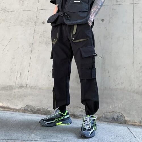 New Fashion Men Multi-Pocket Streetwear Hip Hop Joggers Pants 2021 Mens Military Sweatpants Male Black Punk Tactical Pants