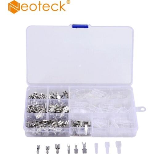 Neoteck Crimping Set of Flats Insulated 2.8mm Crimp Connector Lugs 2.8mm/4.8mm/6.3mm Male Female Crimp Terminal Connectors