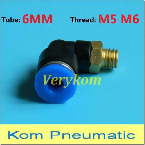 Wholesale 100pcs/lot Male Elbow Fitting PL 6MM To M5 M6 Push in One Touch Air Fitting Joiner Pipe Connector PL6-M5 PL6-M6