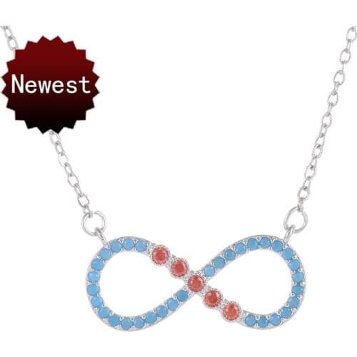 Bohemian statement necklace women fashion jewellery blue&red CZ crystal infinity pendant rhinestone choker necklaces new arrival