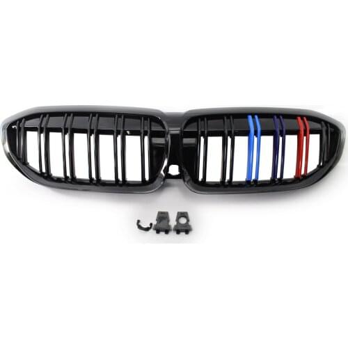 Pair of Gloss Black M Color Front Grille Grill Fit For BMW 3-Series G20 2019