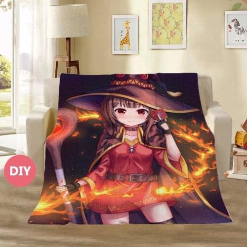 Anime Plush Throw Warm Blanket KonoSuba Gods Blessing on This Wonderful World Flannel Blanket DIY Custom Home Textiles