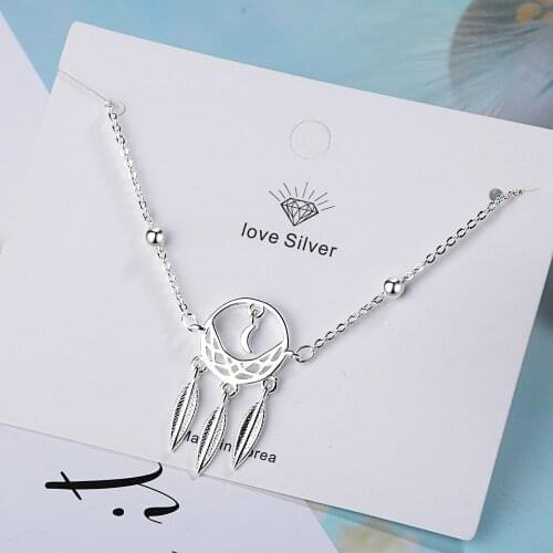 Simple retro openwork pattern bracelet literary dream catcher hand jewelry feather pendant lucky bracelet