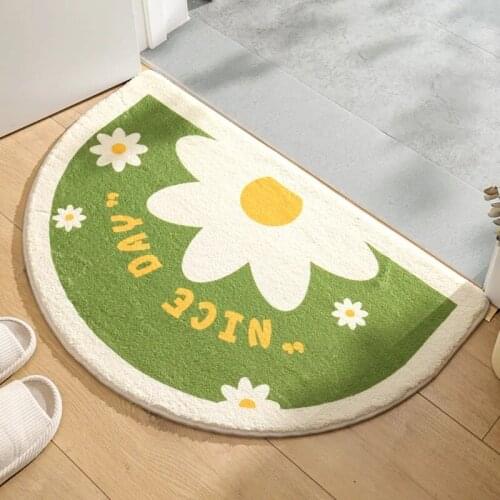 60X90cm Colorful Soft Carpet Slip-resistant Bathing Room Rug Floor Door Mat Dirt Barrier Semi Circle Cushion Mat Semicircle Rug