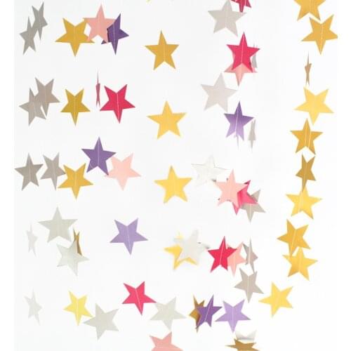 Colorful star hanging flag birthday party party background layout decoration five-pointed star pull flag banner wholesale
