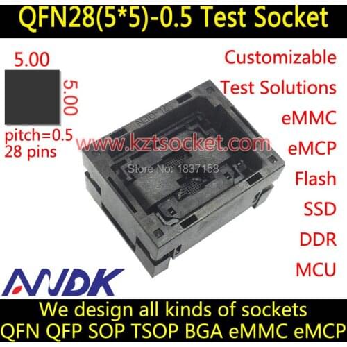 QFN28(5x5)-0.5 Socket QFN28 Socket MLF28 Socket MLP28 Socket,Open top,NP506-028-028-C-G