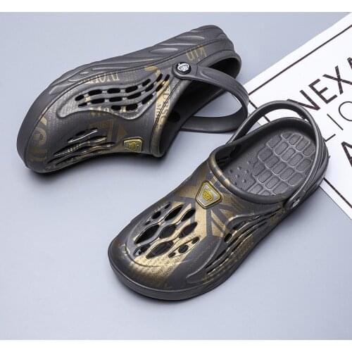 Summer British Style Ankle-Wrap Mens Clogs Light Indoor Male Slippers Breathable Causal Beach Garden Sandals Men Large Size 46