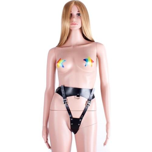 PU Leather Flirting G String T-back Tuning Game Chastity Belt Device for Women S&M BDSM Bondage Restraints Sex Toys for Couple