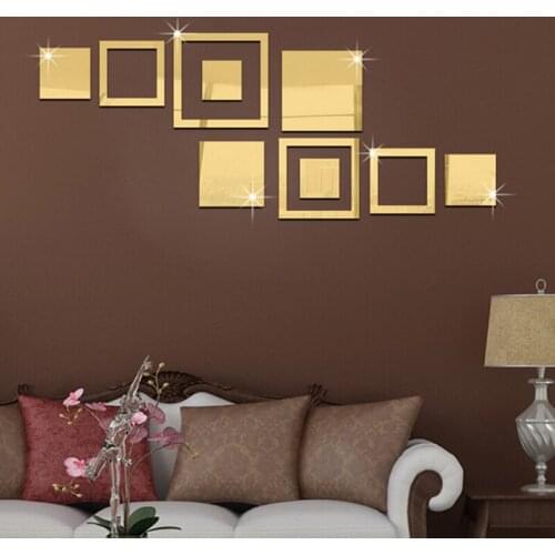 Three-dimensional Square Reflective Mirror Wall Stickers Acrylic 3D Square Wall Decor Art Decals Home Decoration Room Wall Art