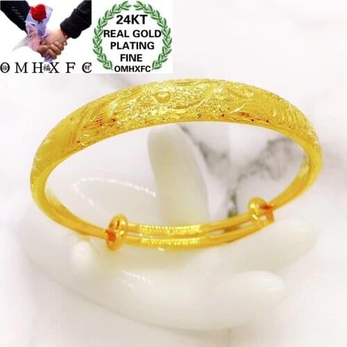 OMHXFC Jewelry Wholesale YM269 European Fashion Hot Fine Woman Girl Party Birthday Wedding Gift Phoenix 24KT Gold Pendant Bangle