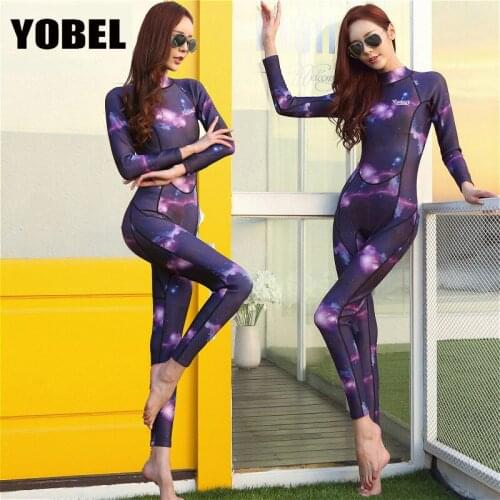 YOBEL WOMAN Neoprene Diving 3mm Full Body Suit One Piece Wetsuit Long Sleeve Snorkeling Spearfishing Swimwear Windsurfing