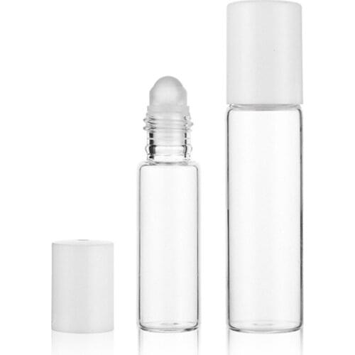 1pc 5ml/10ml Glass Roller Bottles Empty Clear With Roll On Empty Cosmetic Essential Oil Vial For Traveler With Glass Ball