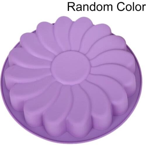 1pc Round Flower Silicone Cake Baking Pans Mold Handmade Bread Loaf Pizza Toast Tray Silicone DIY Cake Baking Molds Random Color